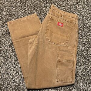 Men's Dickies Carpenter Pants 34 x 32 Brown Duck Canvas Relaxed Fit Work